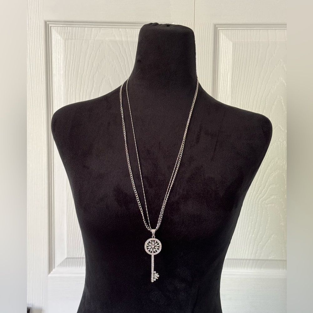 Rhinestone Key Charm Necklace